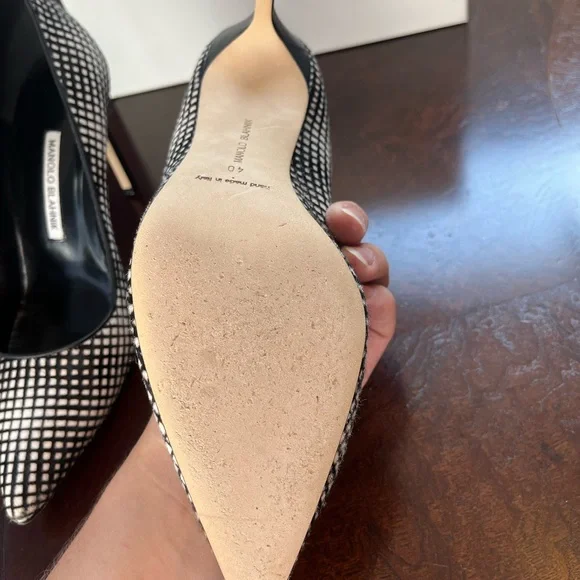 Authentic Manolo Blahnik Black and White Calf Hair Pumps